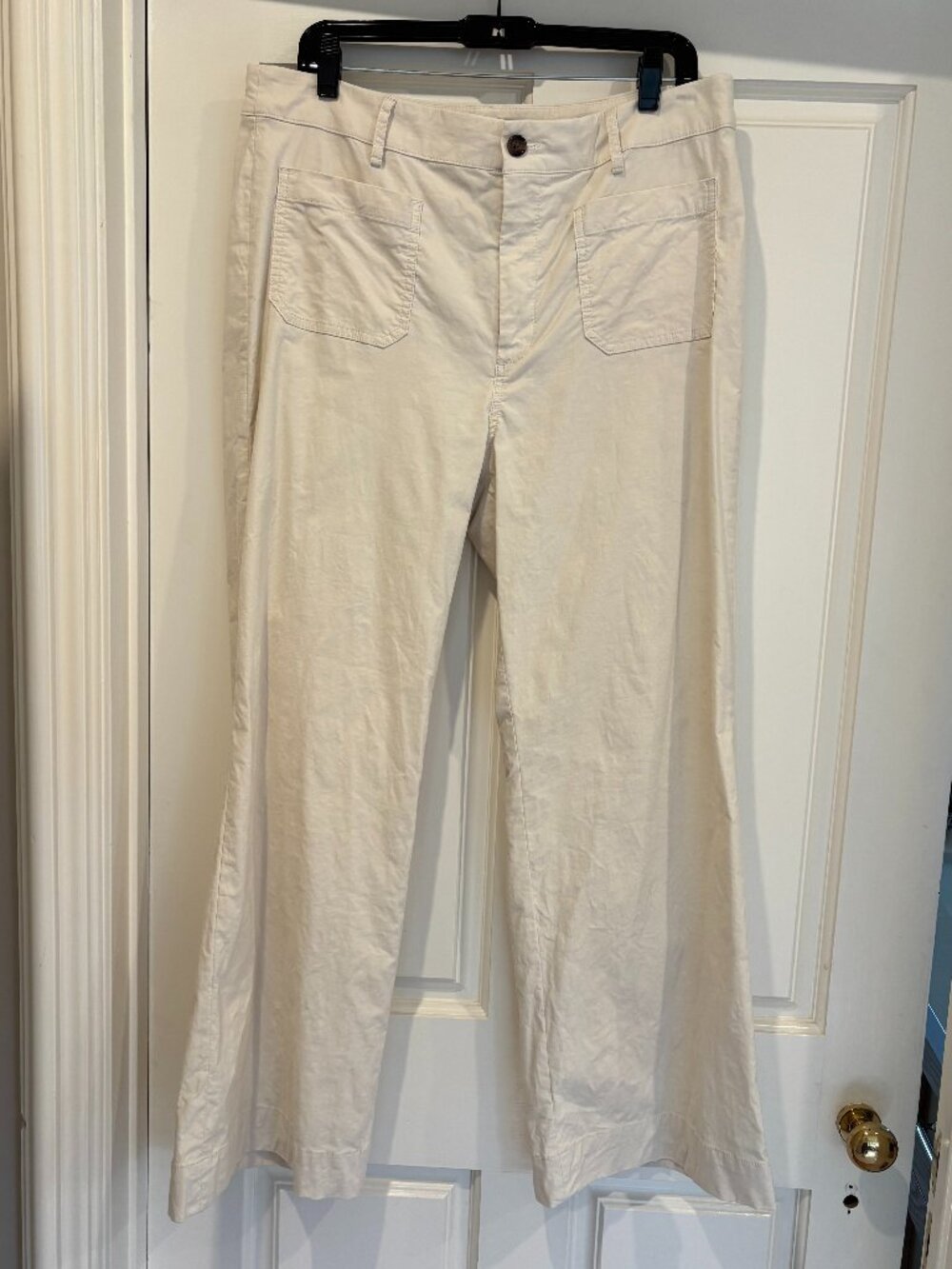 J. Crew Cream Wide Leg Cotton-Linen Blend Pants